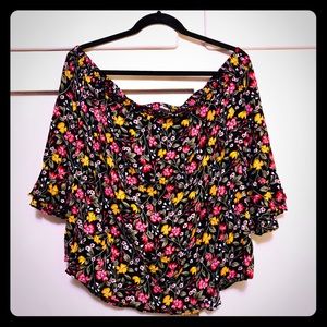 Floral print off the shoulder blouse